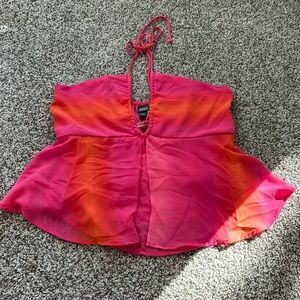 NWT Wild Fable Pink and Orange Tie Die Flowy Crop Top